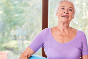 elderly woman wearing front close bra